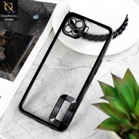 Oppo F17 Pro Cover - Black - Electroplating Borders Chrome Logo Hole Soft Silicone Camera Bumper Case