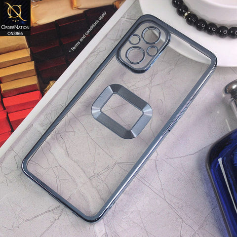 Oppo Reno 7 Lite Cover - Sierra Blue - Electroplating Borders Chrome Logo Hole Soft Silicone Camera Bumper Case