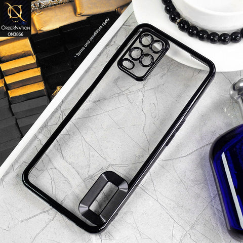 Oppo A54 4G Cover - Black - Electroplating Borders Chrome Logo Hole Soft Silicone Camera Bumper Case
