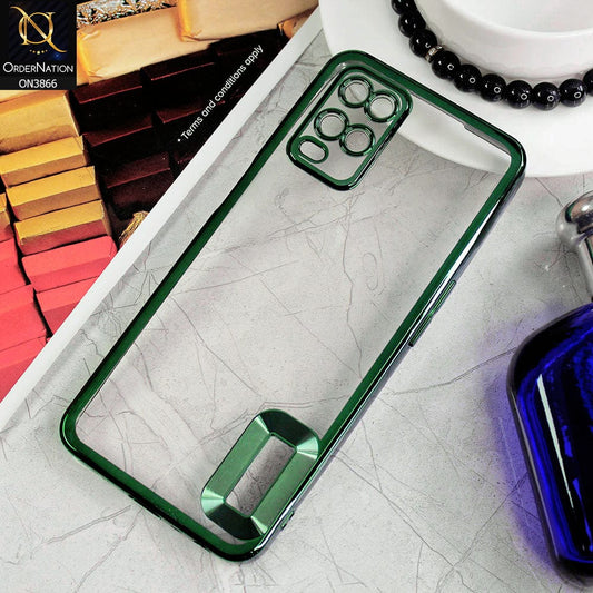 Oppo A54 4G Cover - Green - Electroplating Borders Chrome Logo Hole Soft Silicone Camera Bumper Case