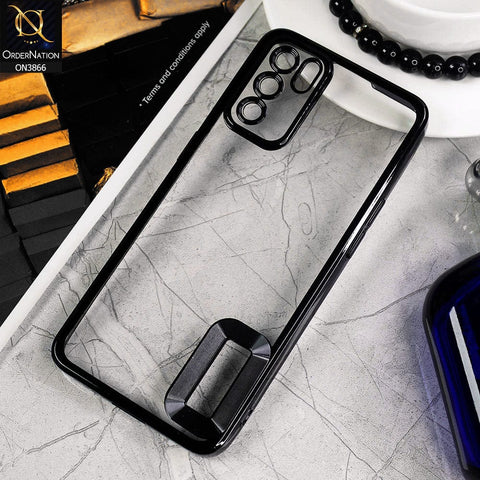 Oppo Reno 6 Cover - Black - Electroplating Borders Chrome Logo Hole Soft Silicone Camera Bumper Case
