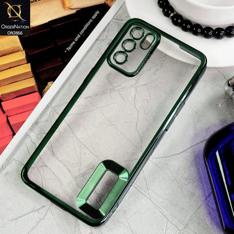 Oppo Reno 6 Cover - Green - Electroplating Borders Chrome Logo Hole Soft Silicone Camera Bumper Case