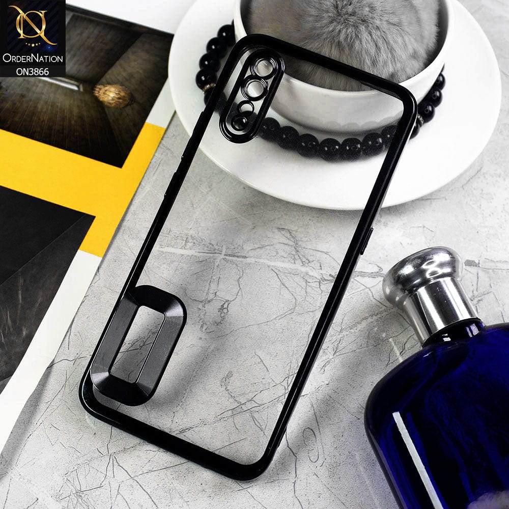 Vivo S1 Cover - Black - Electroplating Borders Chrome Logo Hole Soft Silicone Camera Bumper Case