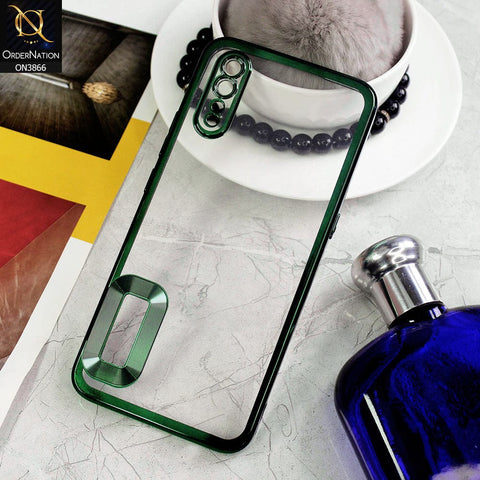 Vivo S1 Cover - Green - Electroplating Borders Chrome Logo Hole Soft Silicone Camera Bumper Case