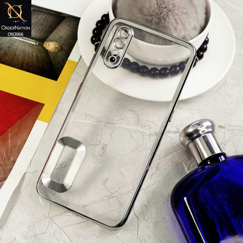 Vivo S1 Cover - Silver - Electroplating Borders Chrome Logo Hole Soft Silicone Camera Bumper Case