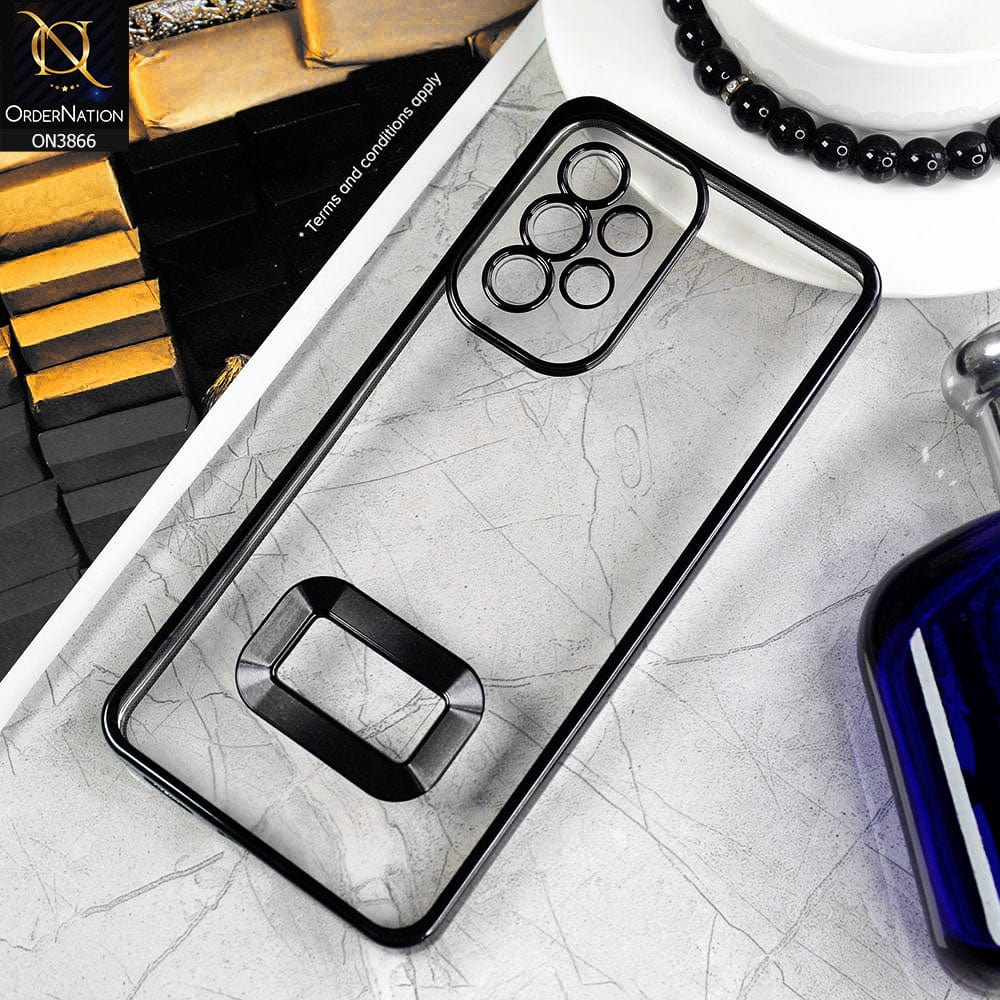 Samsung Galaxy A53 5G Cover - Black - Electroplating Borders Chrome Logo Hole Soft Silicone Camera Bumper Case