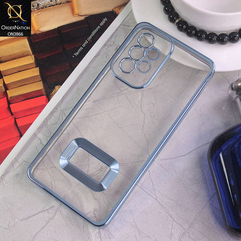 Samsung Galaxy A53 5G Cover - Sierra Blue - Electroplating Borders Chrome Logo Hole Soft Silicone Camera Bumper Case