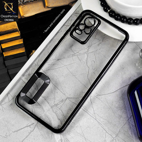 Vivo V21e Cover - Black - Electroplating Borders Chrome Logo Hole Soft Silicone Camera Bumper Case