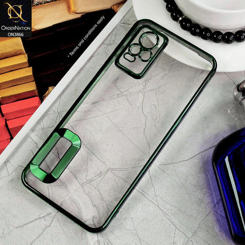Vivo V21e Cover - Green - Electroplating Borders Chrome Logo Hole Soft Silicone Camera Bumper Case