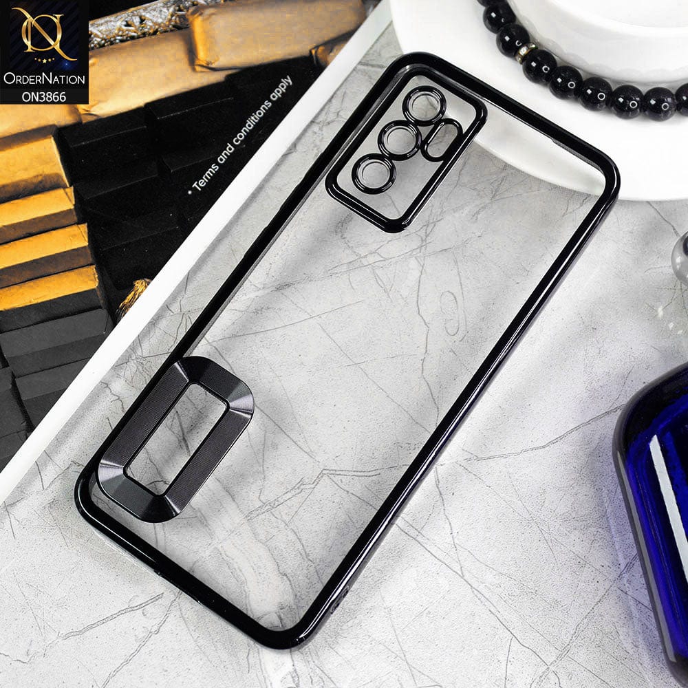 Vivo V23e 5G Cover - Black - Electroplating Borders Chrome Logo Hole Soft Silicone Camera Bumper Case