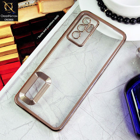 Vivo S10e Cover - Golden - Electroplating Borders Chrome Logo Hole Soft Silicone Camera Bumper Case