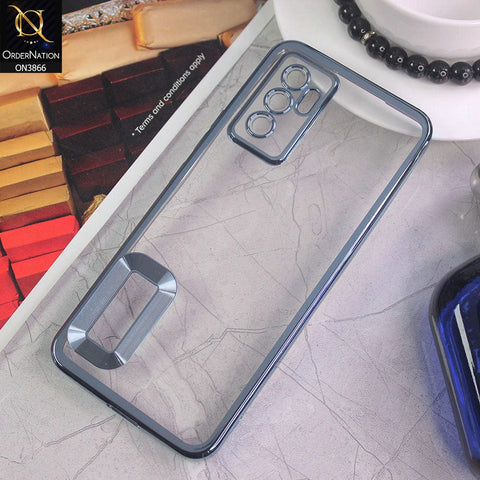 Vivo S10e Cover - Sierra Blue - Electroplating Borders Chrome Logo Hole Soft Silicone Camera Bumper Case