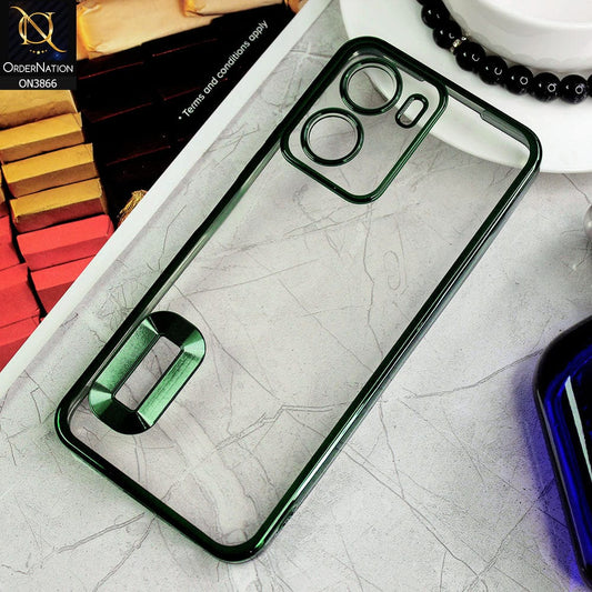 Vivo Y02s Cover - Green - Electroplating Borders Chrome Logo Hole Soft Silicone Camera Bumper Case
