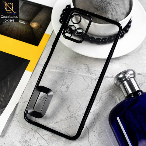 Vivo Y21t Cover - Black - Electroplating Borders Chrome Logo Hole Soft Silicone Camera Bumper Case