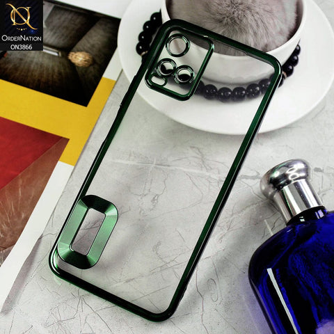 Vivo Y21e Cover - Green - Electroplating Borders Chrome Logo Hole Soft Silicone Camera Bumper Case