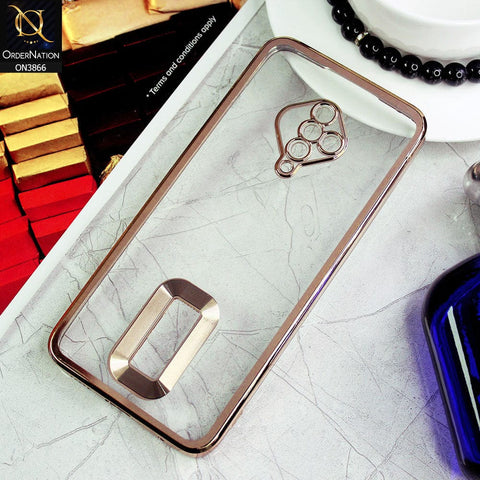 Vivo S1 Pro Cover - Golden - Electroplating Borders Chrome Logo Hole Soft Silicone Camera Bumper Case