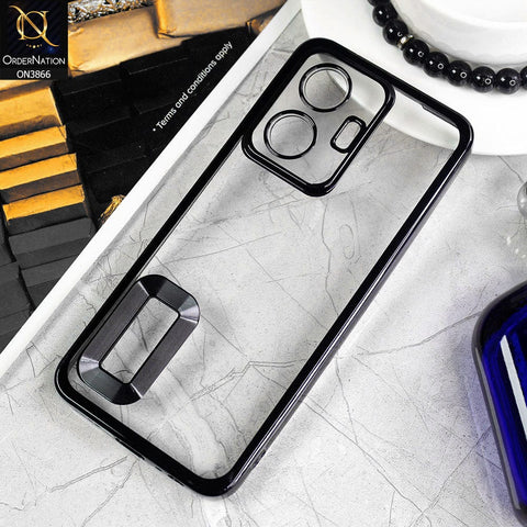 Vivo Y55 4G Cover - Black - Electroplating Borders Chrome Logo Hole Soft Silicone Camera Bumper Case