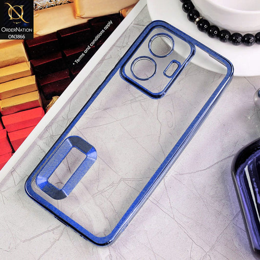Vivo Y55 4G Cover - Blue - Electroplating Borders Chrome Logo Hole Soft Silicone Camera Bumper Case
