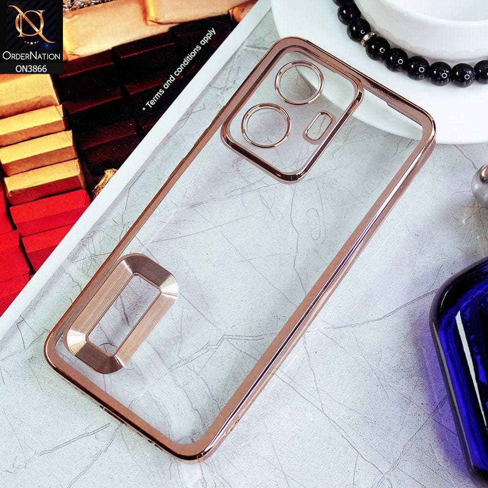 Vivo Y55 4G Cover - Golden - Electroplating Borders Chrome Logo Hole Soft Silicone Camera Bumper Case