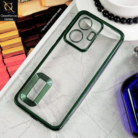 Vivo Y55 4G Cover - Green - Electroplating Borders Chrome Logo Hole Soft Silicone Camera Bumper Case