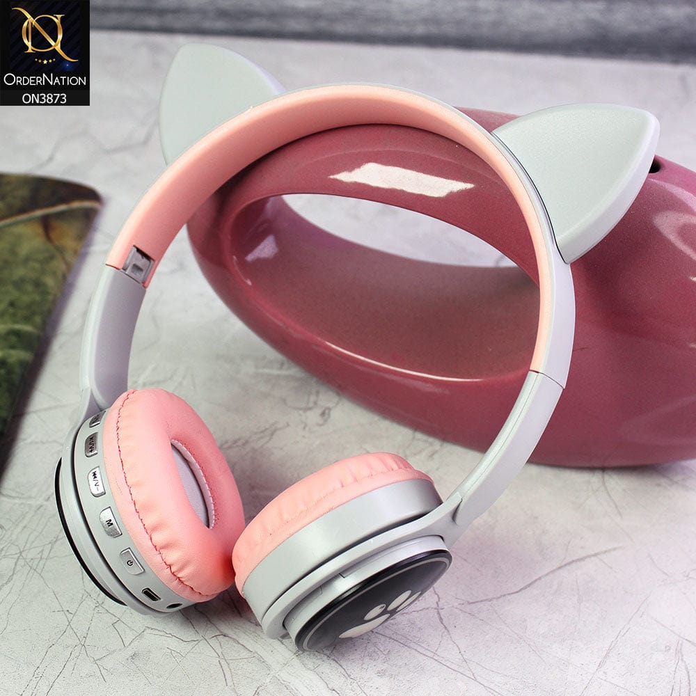 Cat Ears KT-50M Wireless Stereo Headphone - White & Pink