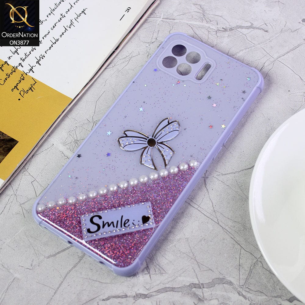 Oppo A93 Cover - Purple - New Shine Soft Borders Camera Bumper Protection Glossy Logo Hole Case