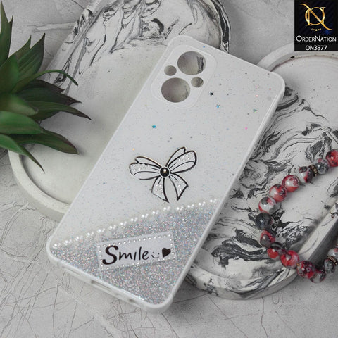 Oppo F21 Pro 5G  Cover - White - New Shine Soft Borders Camera Bumper Protection Glossy Logo Hole Case