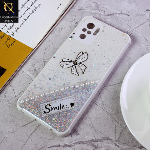 Xiaomi Redmi Note 10S  Cover - White - New Shine Soft Borders Camera Bumper Protection Glossy Logo Hole Case