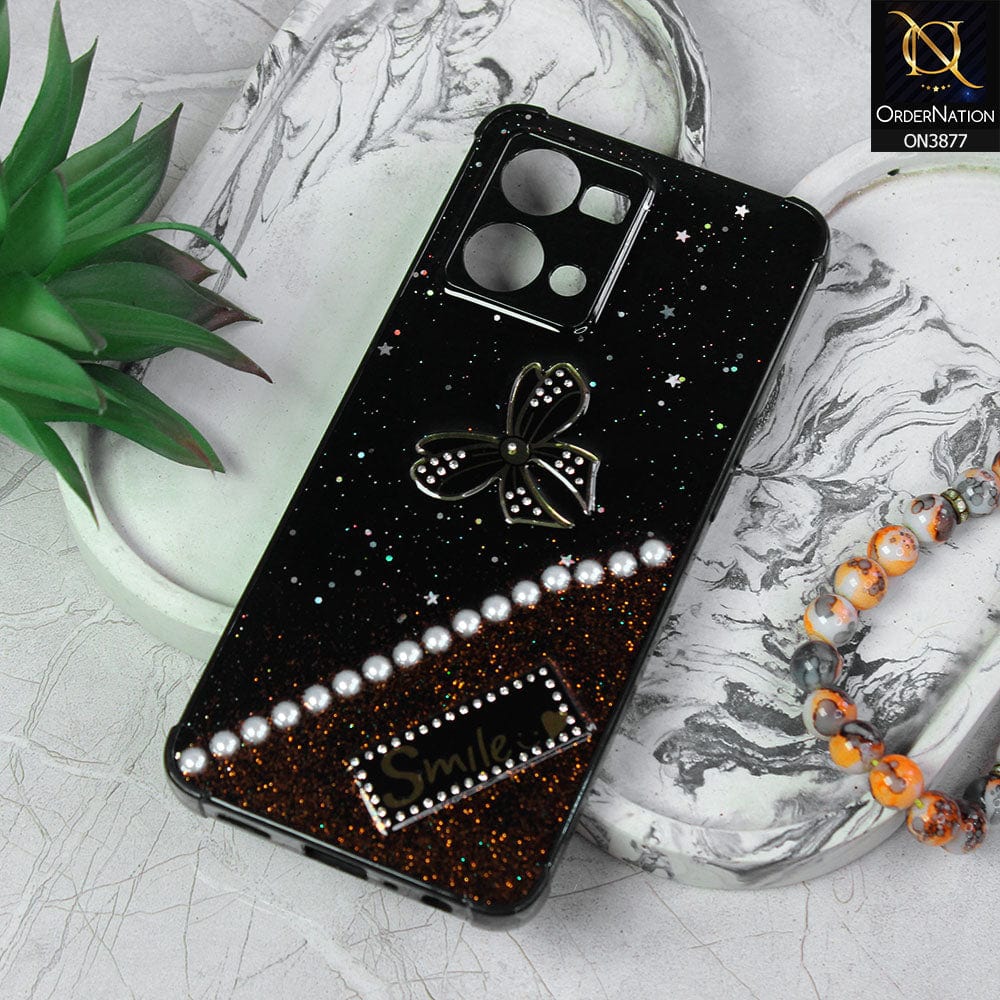Oppo Reno 7 4G  Cover - Black - New Shine Soft Borders Camera Bumper Protection Glossy Logo Hole Case