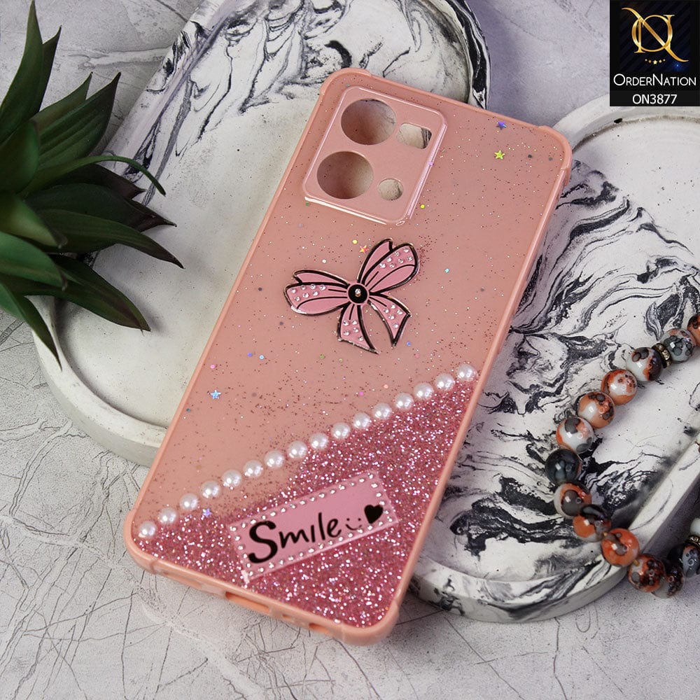 Oppo Reno 7 4G  Cover - Pink - New Shine Soft Borders Camera Bumper Protection Glossy Logo Hole Case