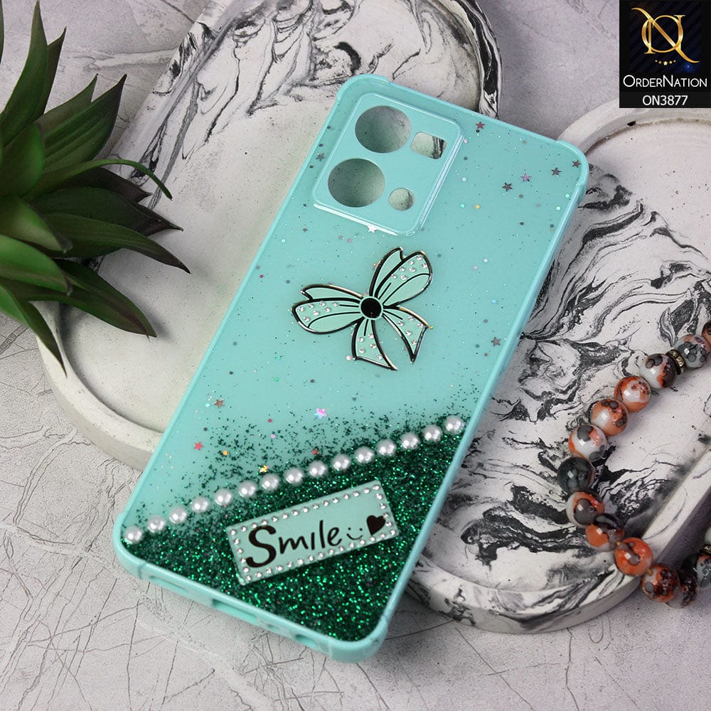 Oppo Reno 7 4G Cover - Sea Green - New Shine Soft Borders Camera Bumper Protection Glossy Logo Hole Case