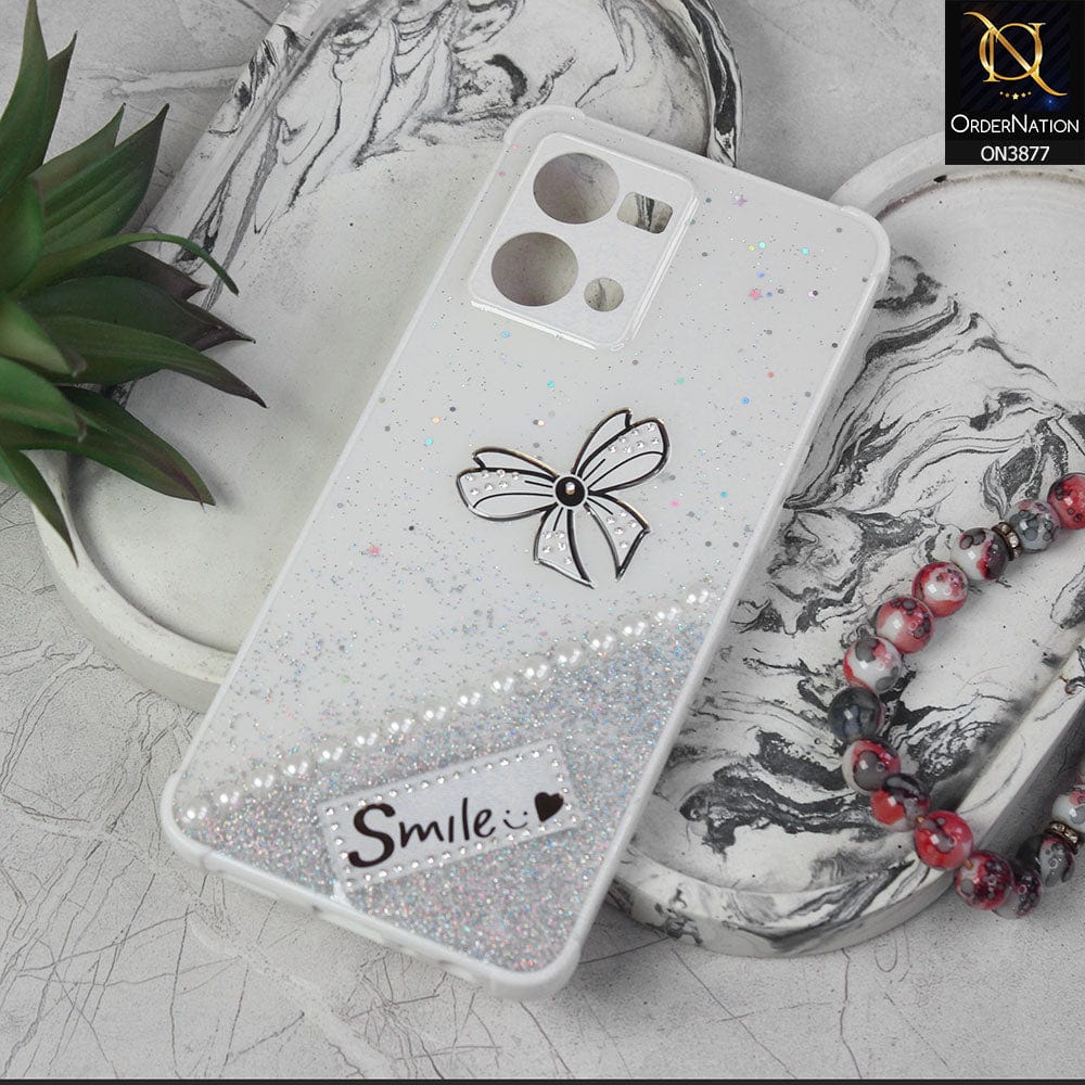 Oppo Reno 7 4G  Cover - White - New Shine Soft Borders Camera Bumper Protection Glossy Logo Hole Case