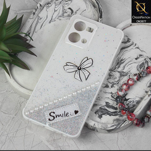 Oppo Reno 7 4G  Cover - White - New Shine Soft Borders Camera Bumper Protection Glossy Logo Hole Case