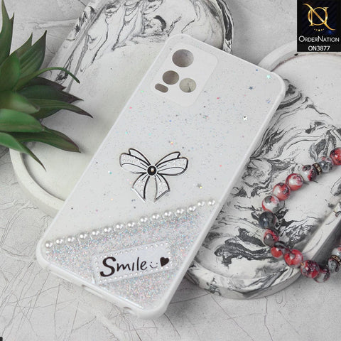 Vivo Y33s  Cover - White - New Shine Soft Borders Camera Bumper Protection Glossy Logo Hole Case