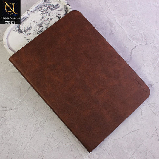 Apple iPad (2022) Cover - Dark Brown - PU Leather Texture Smart Book Foldable Case