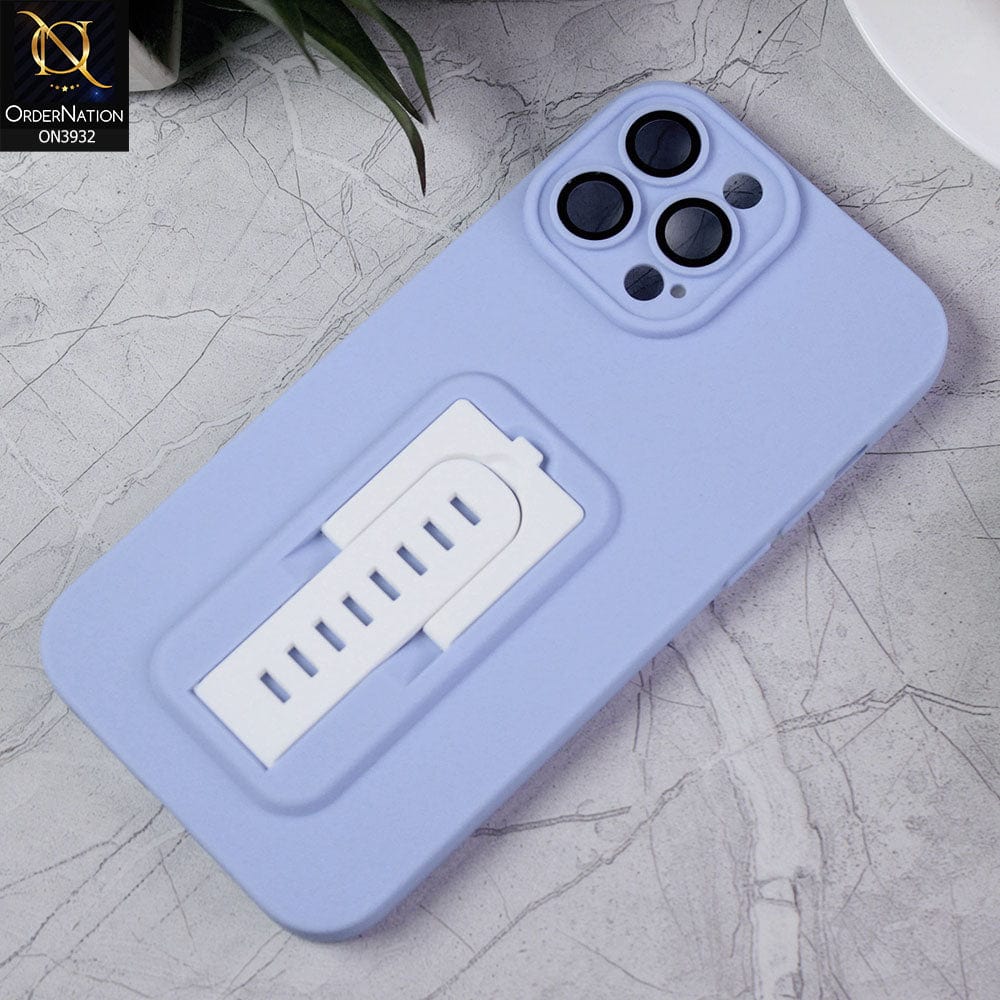 iPhone 13 Pro Max Cover - Sky Blue - New Professional Camera Lense Bumper Protection Case With Stand