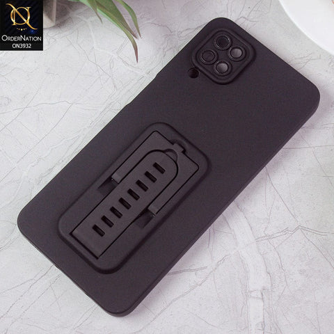 Samsung Galaxy A12 Cover - Black - New Professional Camera Lense Bumper Protection Case With Stand