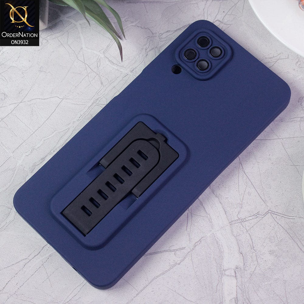 Samsung Galaxy A12 Cover - Blue - New Professional Camera Lense Bumper Protection Case With Stand