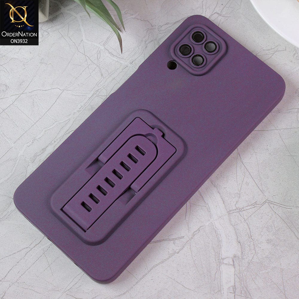 Samsung Galaxy A12 Cover - Purple - New Professional Camera Lense Bumper Protection Case With Stand