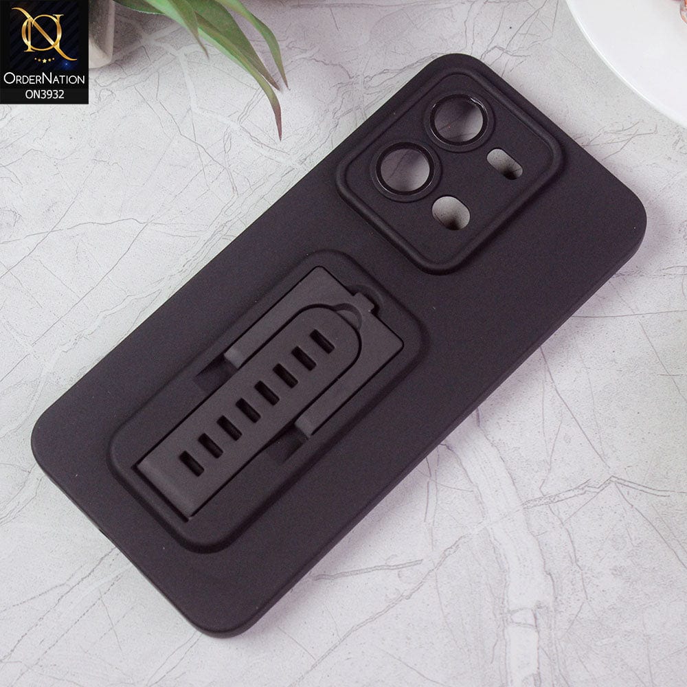 Vivo V25 5G Cover - Black - New Professional Camera Lense Bumper Protection Case With Stand