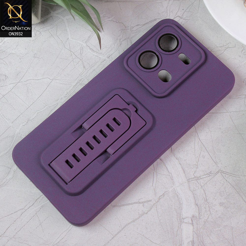 Vivo V25 5G Cover - Purple - New Professional Camera Lense Bumper Protection Case With Stand