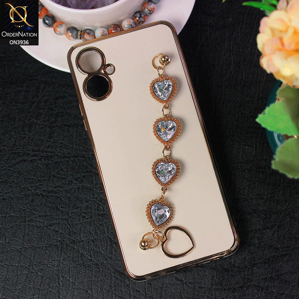 Tecno Camon 19 Neo Cover - Skin - New Electroplating Silk Shiny Camera Bumper Soft Case With Heart Chain Holder