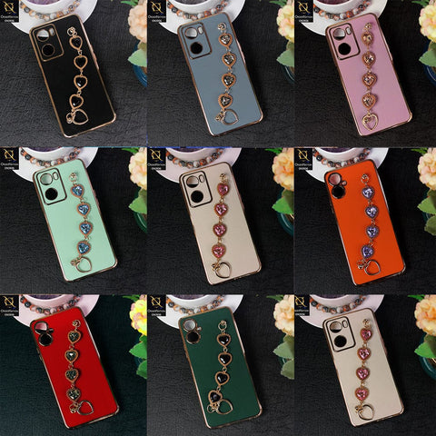 Vivo Y21e Cover - Purple - New Electroplating Silk Shiny Camera Bumper Soft Case With Heart Chain Holder