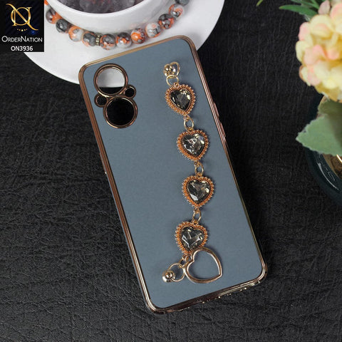 OnePlus Nord N20 5G Cover - Blue - New Electroplating Silk Shiny Camera Bumper Soft Case With Heart Chain Holder