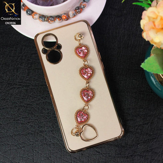 Oppo Reno7 Z 5G Cover - Skin - New Electroplating Silk Shiny Camera Bumper Soft Case With Heart Chain Holder