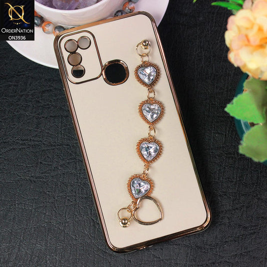 Infinix Hot 11 Play Cover - Skin - New Electroplating Silk Shiny Camera Bumper Soft Case With Heart Chain Holder