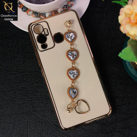 Infinix Hot 12 Play Cover - Skin - New Electroplating Silk Shiny Camera Bumper Soft Case With Heart Chain Holder