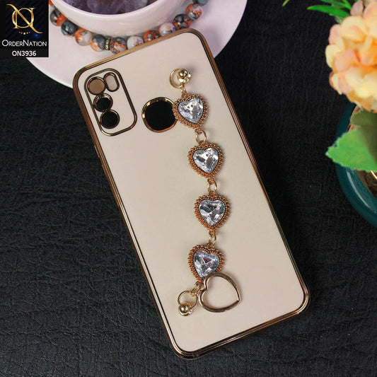 Infinix Hot 9 Play Cover - Skin - New Electroplating Silk Shiny Camera Bumper Soft Case With Heart Chain Holder