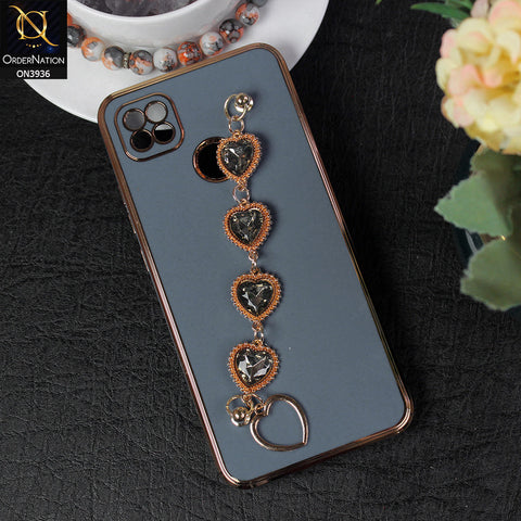 Xiaomi Redmi 10A Cover - Blue - New Electroplating Silk Shiny Camera Bumper Soft Case With Heart Chain Holder