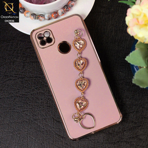 Xiaomi Redmi 10A Cover - Purple - New Electroplating Silk Shiny Camera Bumper Soft Case With Heart Chain Holder